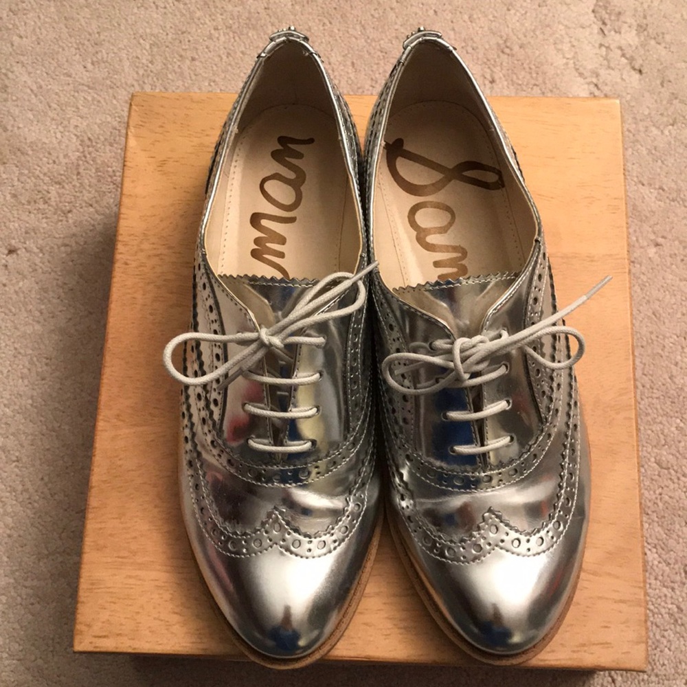 Sam Edelman Silver Mettalic Oxford Loafers
